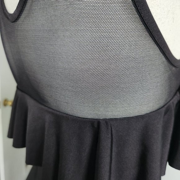 bebe Black Sleeveless Top With Mesh and Keyhole Back, Size Small - Picture 10 of 13